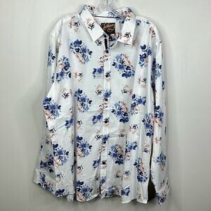 Johnny Bigg William Floral Stretch Button Up Shirt Pink Big & Tall 4XL NWT